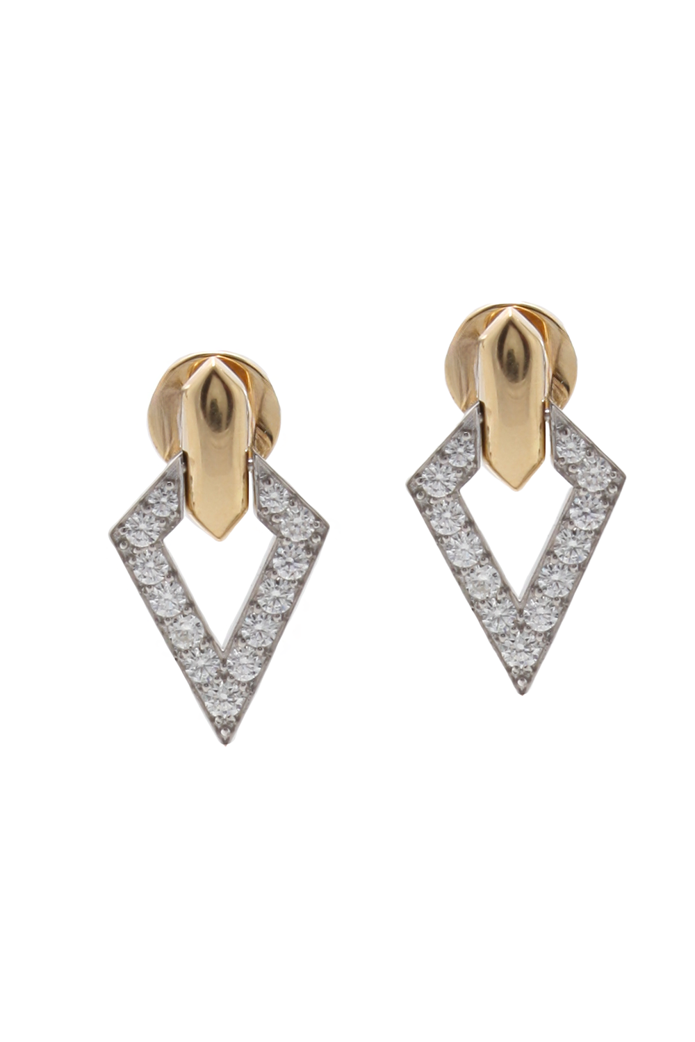 Double Diamond Earrings-YELLOW GOLD-JEWELRYFINE JEWELEARRING-DAVID WEBB