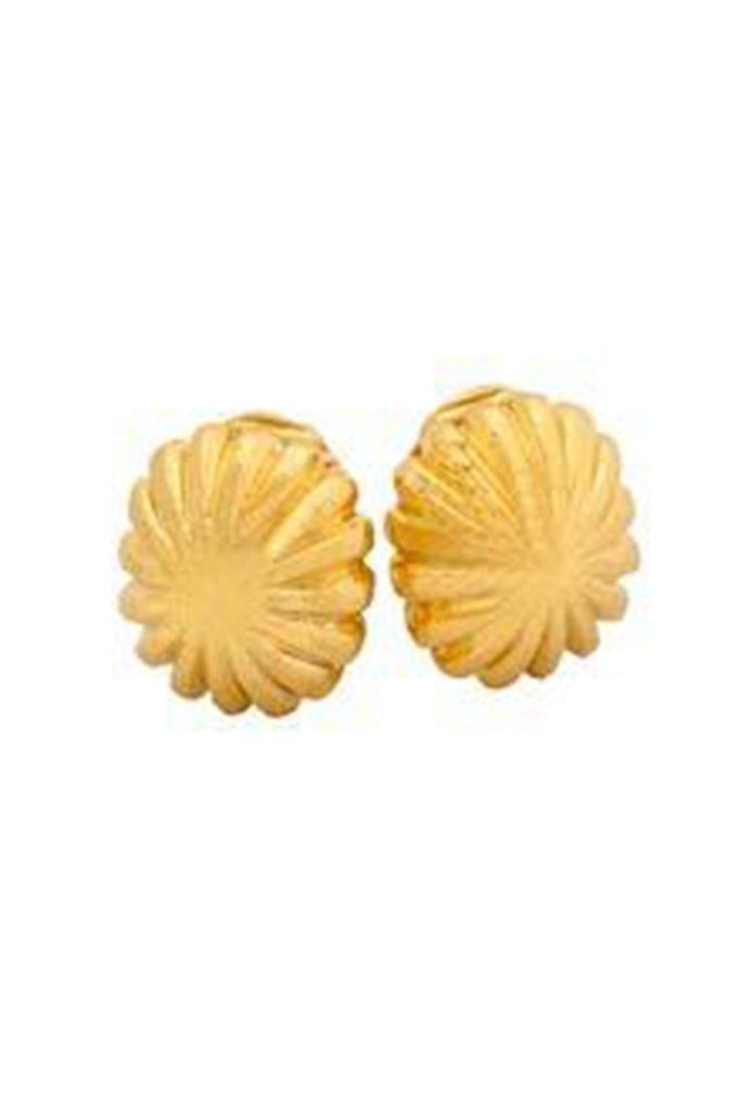 Fluted Dome Earrings-YELLOW GOLD-JEWELRYFINE JEWELEARRING-DAVID WEBB