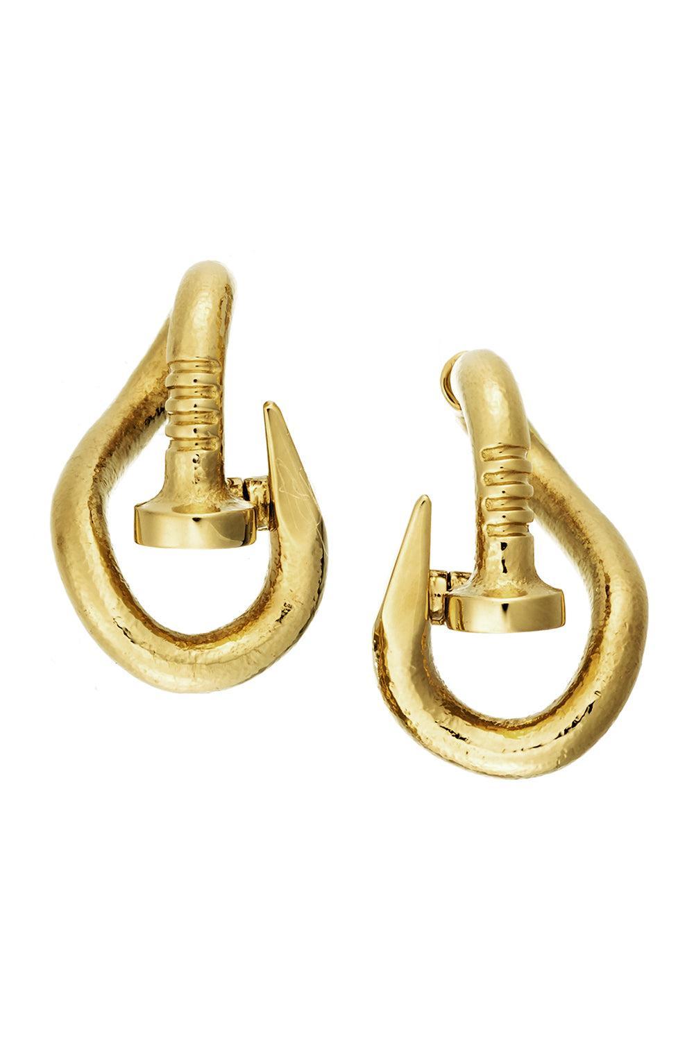 Hammered Bent Nail Earrings-YELLOW GOLD-JEWELRYFINE JEWELEARRING-DAVID WEBB