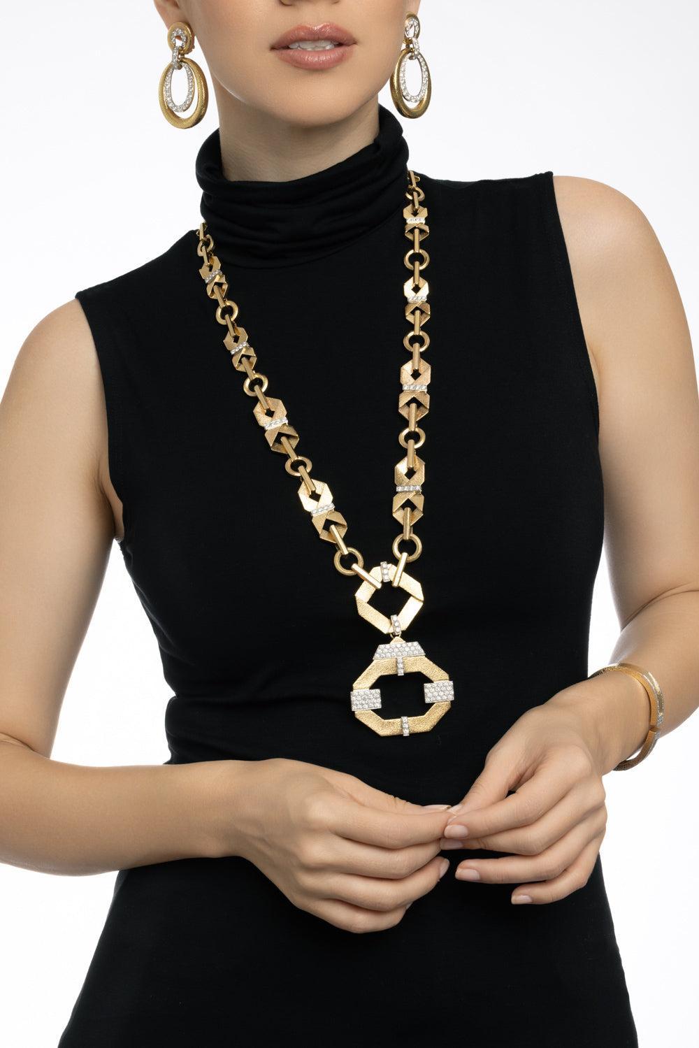 Diamond Origami Necklace-YELLOW GOLD-30-JEWELRYFINE JEWELNECKLACE O-DAVID WEBB