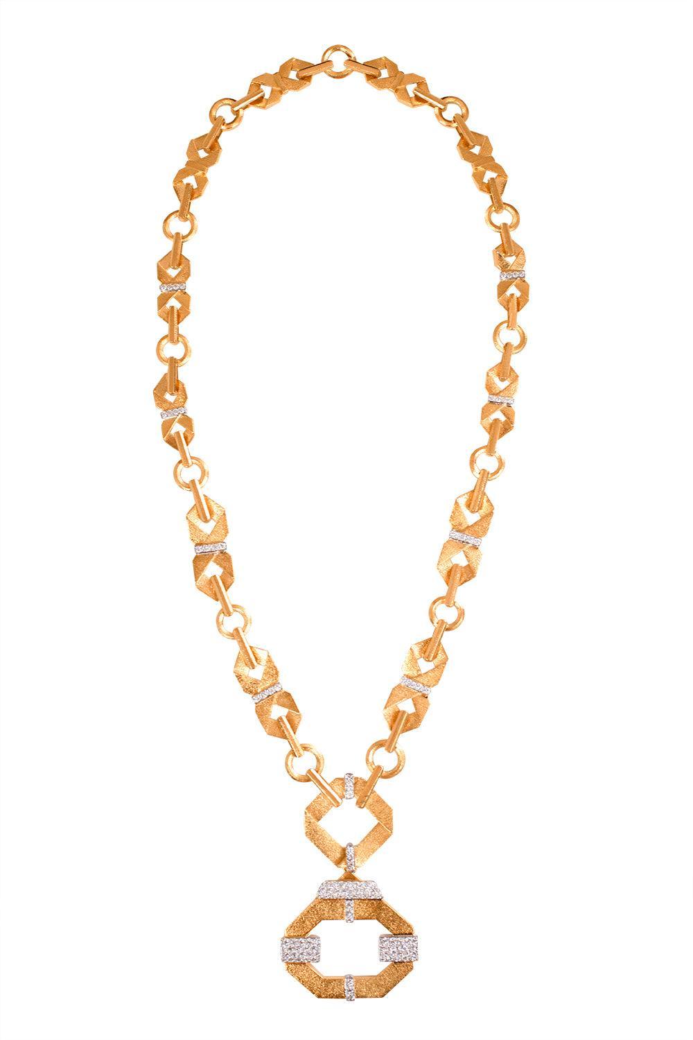 Diamond Origami Necklace-YELLOW GOLD-30-JEWELRYFINE JEWELNECKLACE O-DAVID WEBB