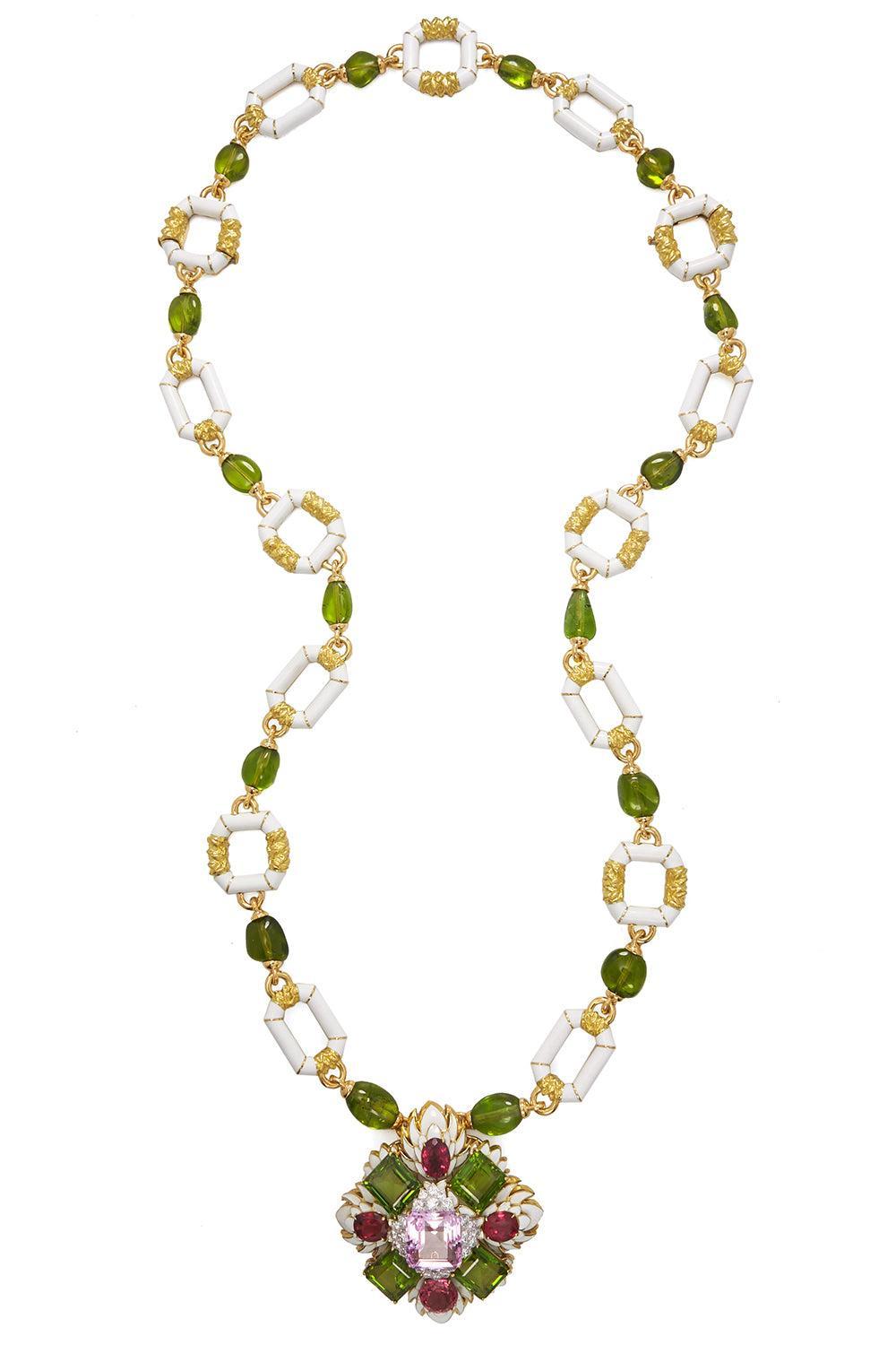 Kunzite Rubellite Heraldic Couture Necklace-YELLOW GOLD-JEWELRYFINE JEWELNECKLACE O-DAVID WEBB