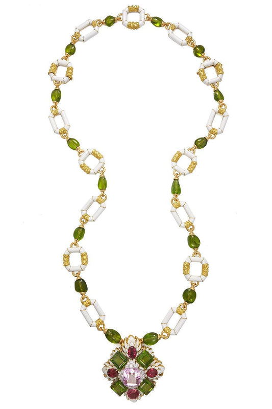Kunzite Rubellite Heraldic Couture Necklace-YELLOW GOLD-JEWELRYFINE JEWELNECKLACE O-DAVID WEBB