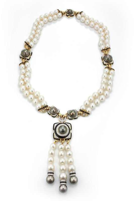 White Grey Pearl Couture Necklace-YELLOW GOLD-JEWELRYFINE JEWELNECKLACE O-DAVID WEBB