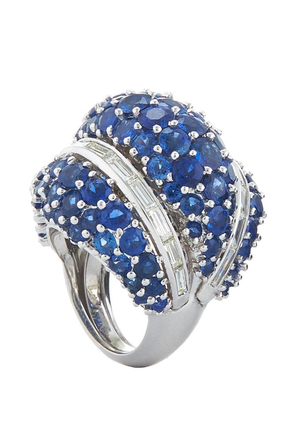 Sapphire Triple Dome Couture Ring-WHITE GOLD-JEWELRYFINE JEWELRING-DAVID WEBB