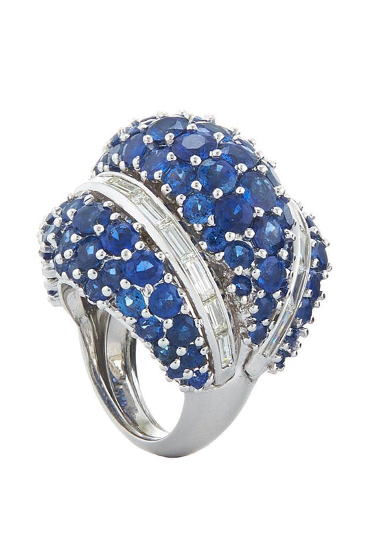 Sapphire Triple Dome Couture Ring-WHITE GOLD-JEWELRYFINE JEWELRING-DAVID WEBB