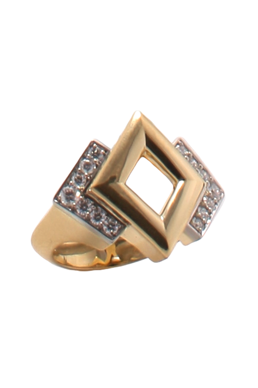 Diamond Double Ring-YELLOW GOLD-6.5-JEWELRYFINE JEWELRING-DAVID WEBB