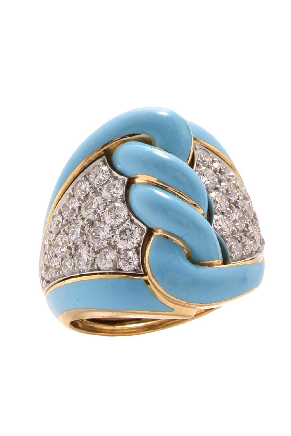 Diamond Light Blue Rope Ring-YELLOW GOLD-6.5-JEWELRYFINE JEWELRING-DAVID WEBB