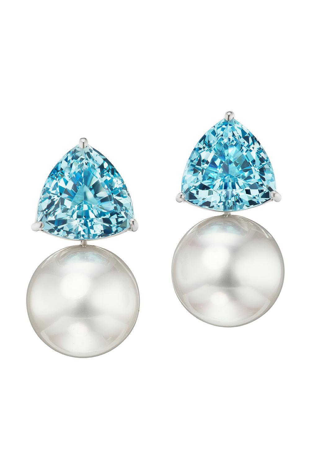 Aquamarine South Sea Cultured Pearl Earrings-PLATINUM-JEWELRYFINE JEWELEARRING-ASSAEL