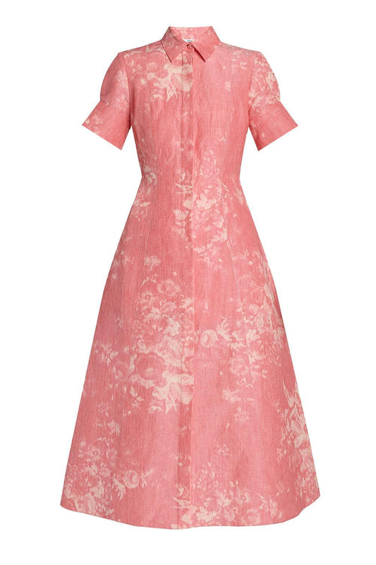 Floral Print Midi Shirt Dress-PINK-4-CLOTHINGDRESSCASUAL-ERDEM