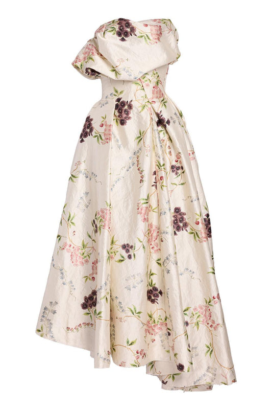 Floral Print Texture Cloud Midi Dress-FLORAL-6-CLOTHINGDRESSCOCKTAIL-ERDEM