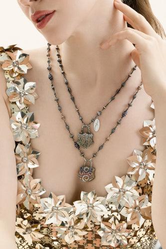 Green Garnet Diamond Large Seahorse Padlock Pendant-YELLOW GOLD-JEWELRYFINE JEWELPENDANT-SEVAN BICAKCI