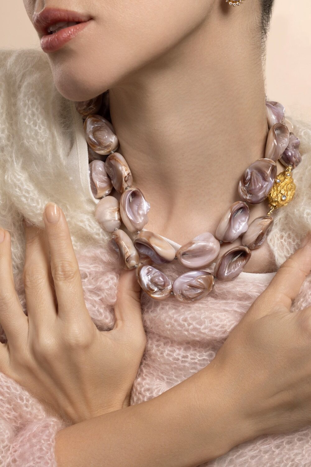 Moonstone Pearl Necklace-YELLOW GOLD-JEWELRYFINE JEWELNECKLACE O-VICTOR VELYAN