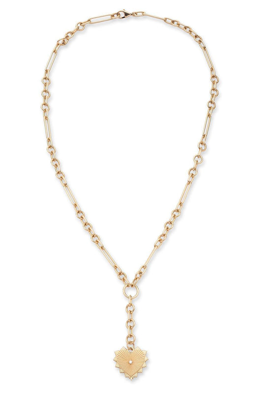 Diamond Heart Love Token Small Mixed Clip Extension Necklace-YELLOW GOLD-JEWELRYFINE JEWELNECKLACE O-FOUNDRAE