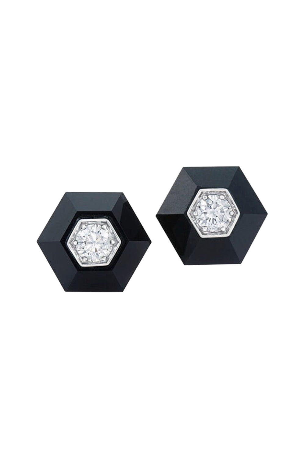 Back Jade Hexagon Stud Earrings-WHITE GOLD-JEWELRYFINE JEWELEARRING-FRED LEIGHTON