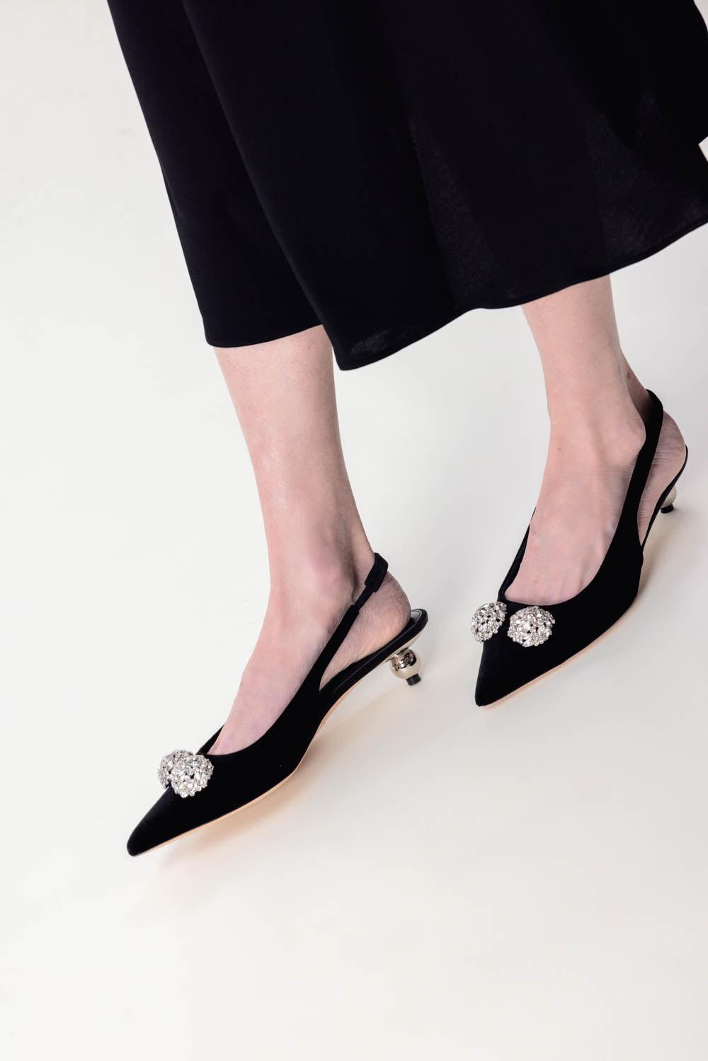 GIAMBATTISTA VALLI-Crystal Embellished Slingback Heels-