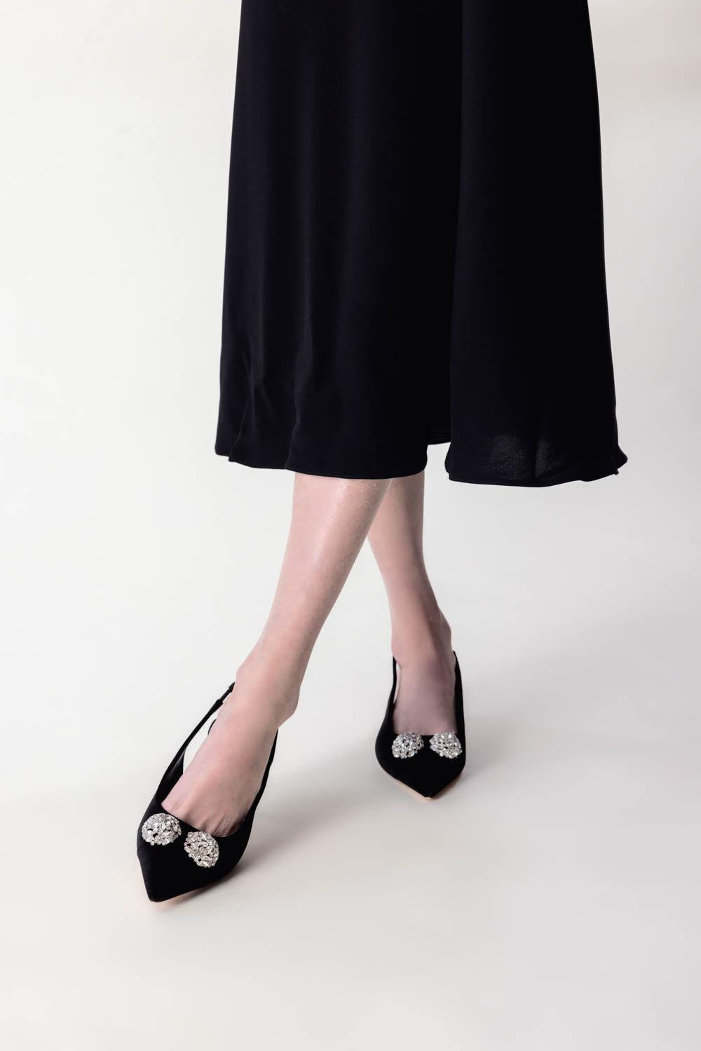 GIAMBATTISTA VALLI-Crystal Embellished Slingback Heels-