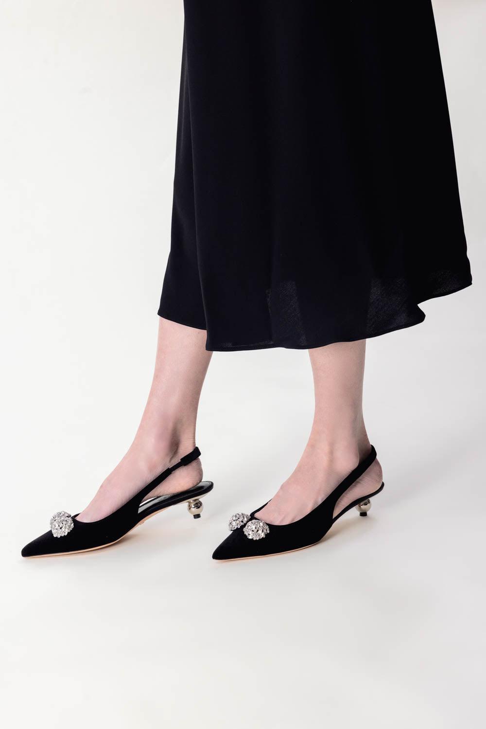 GIAMBATTISTA VALLI-Crystal Embellished Slingback Heels-