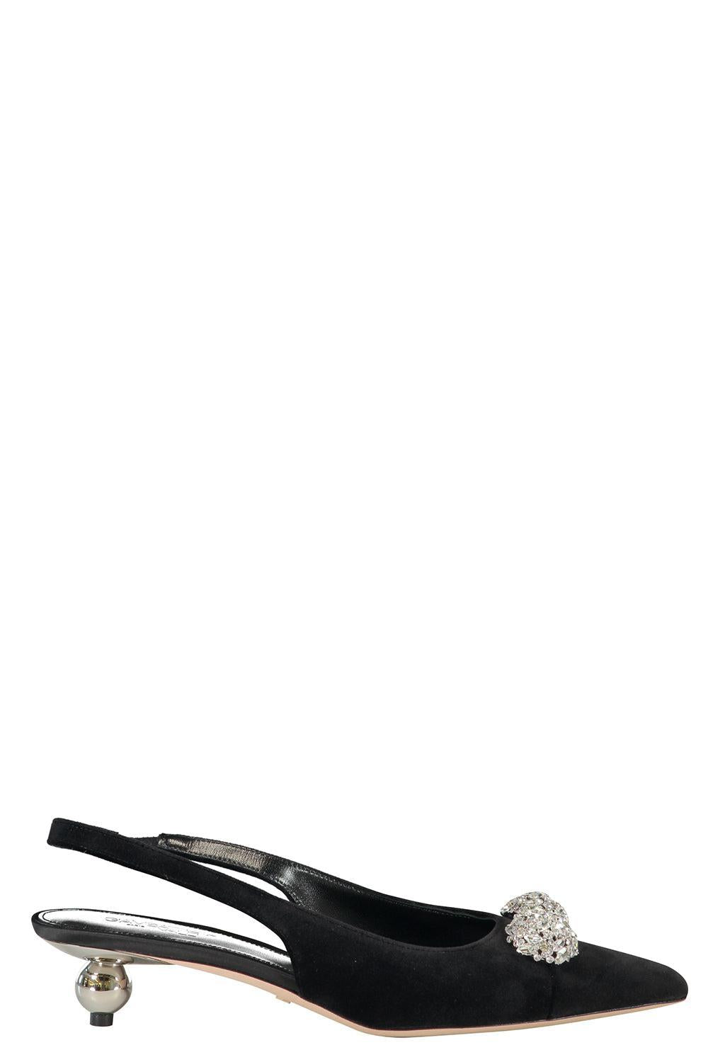 GIAMBATTISTA VALLI-Crystal Embellished Slingback Heels-