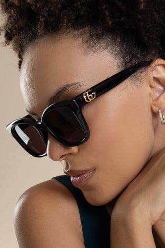Round Square Logo Sunglasses-BROWN-ACCESSORIESUNGLASSES-GUCCI