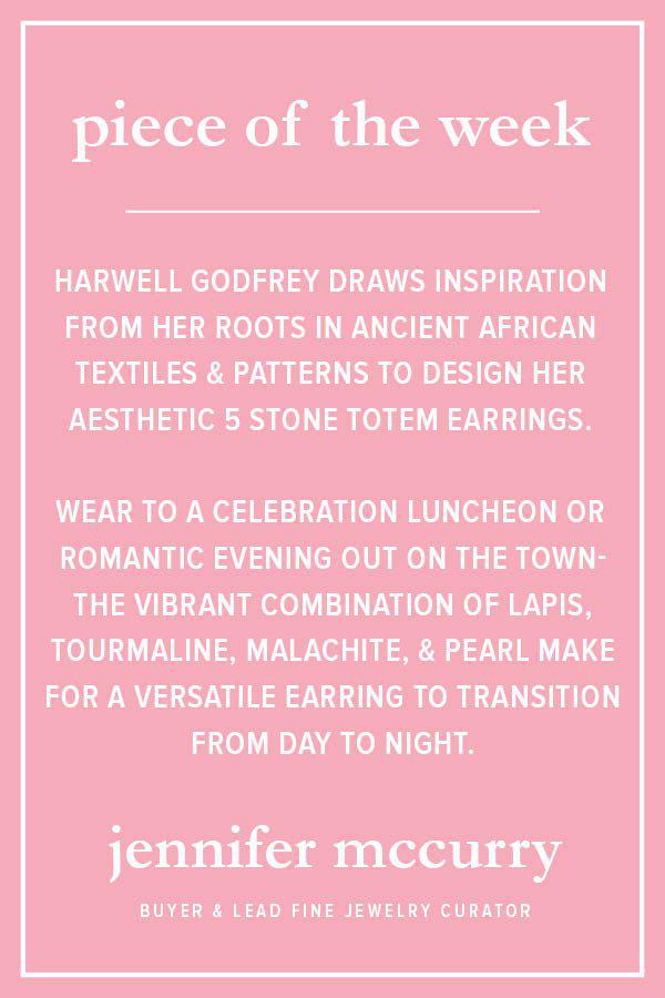 HARWELL GODFREY-5 Stone Totem Huggie Earrings-YELLOW GOLD