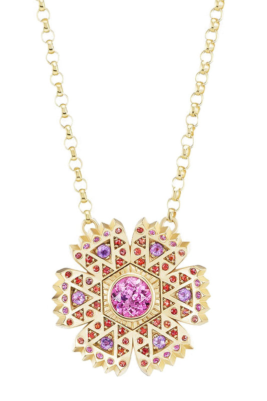 HARWELL GODFREY-Pink Petunia Necklace-YELLOW GOLD
