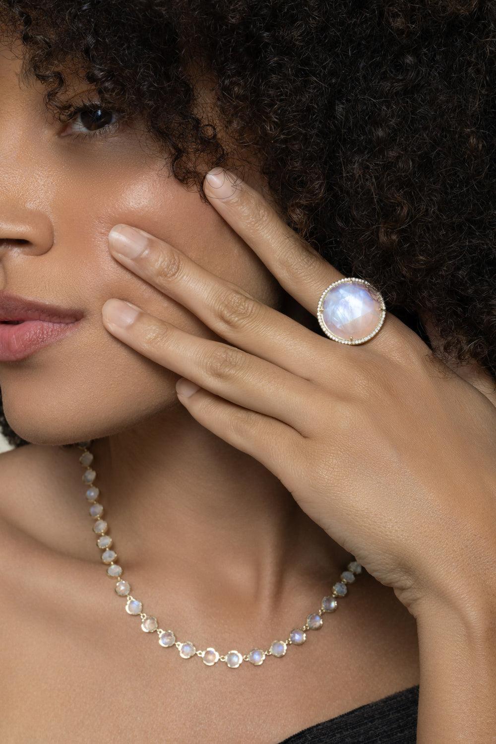 Rainbow Moonstone Halo Ring-YELLOW GOLD-7-JEWELRYFINE JEWELRING-IRENE NEUWIRTH JEWELRY