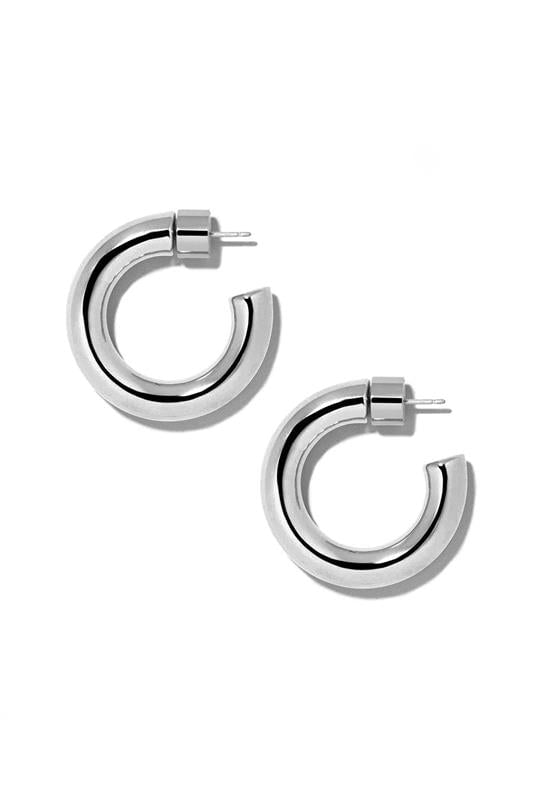 Mini Natasha Hoop Earrings - Silver - 1in