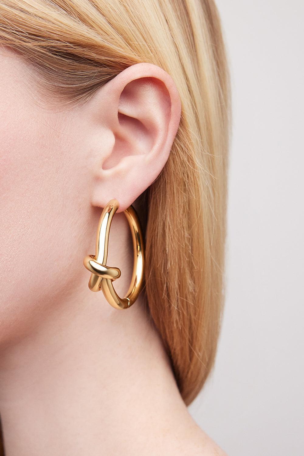 Baby Knot Hoop Earrings - 1.5in-YELLOW GOLD-JEWELRYBOUTIQUEEARRING-JENNIFER FISHER