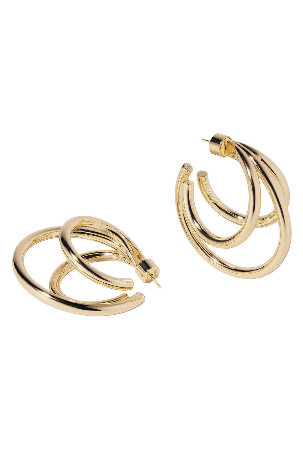 Triple Lilly Baby Hoop Earrings - Yellow Gold - 1.5in-YELLOW GOLD-JEWELRYBOUTIQUEEARRING-JENNIFER FISHER