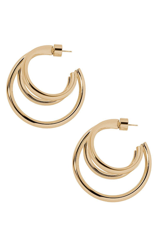 Triple Lilly Baby Hoop Earrings - Yellow Gold - 1.5in-YELLOW GOLD-JEWELRYBOUTIQUEEARRING-JENNIFER FISHER