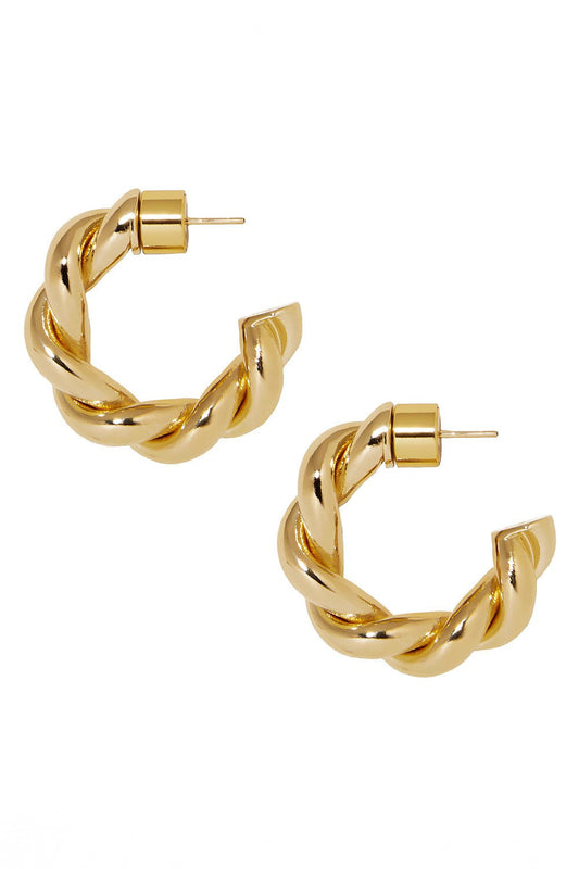 JENNIFER FISHER-Twisted Lilly Huggie Earrings - 0.7in-YELLOW GOLD