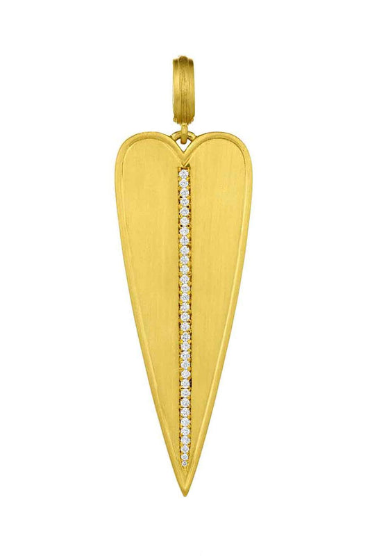 Diamond Skinny Heart Pendant-YELLOW GOLD-JEWELRYFINE JEWELPENDANT-LEIGH MAXWELL