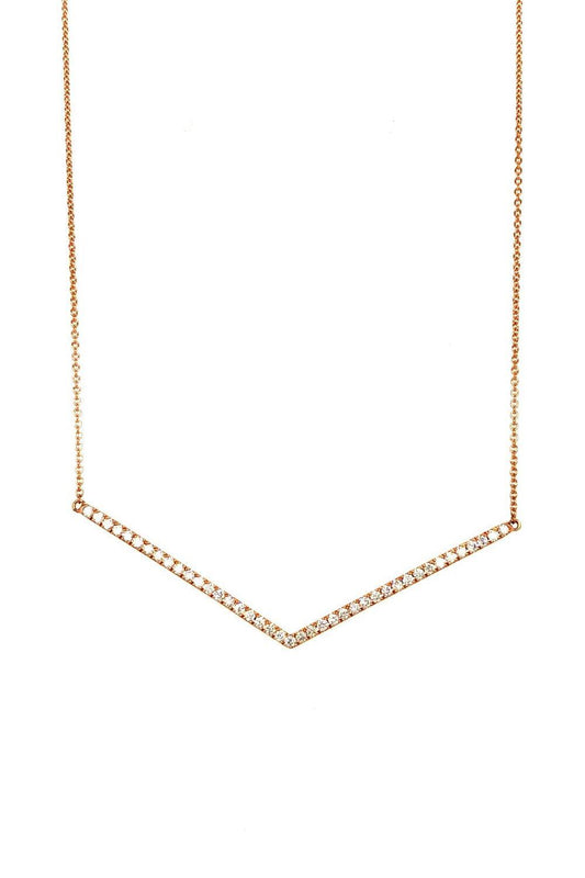 Diamond Chevron Necklace - Rose Gold-ROSE GOLD-JEWELRYFINE JEWELNECKLACE O-LISA NIK