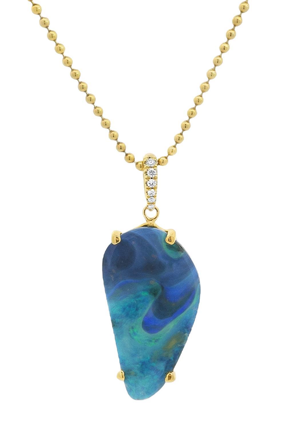 Australian Boulder Opal Diamond Pendant Necklace-YELLOW GOLD-JEWELRYFINE JEWELNECKLACE O-LISA NIK
