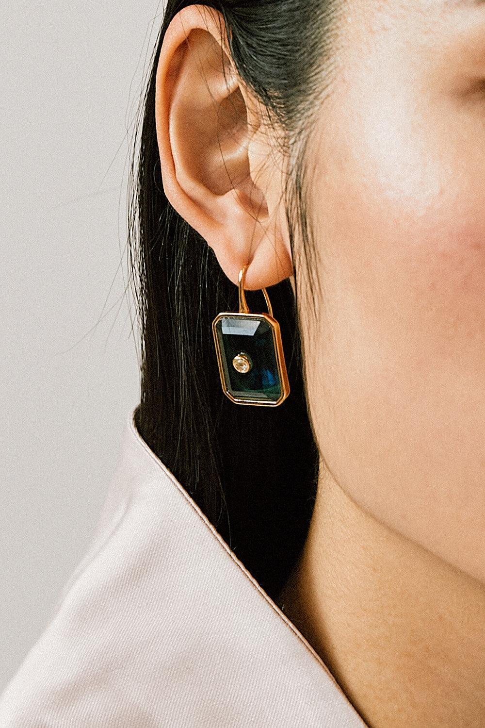 Denim Tile Earrings-BLUE-JEWELRYBOUTIQUEEARRING-LIZZIE FORTUNATO