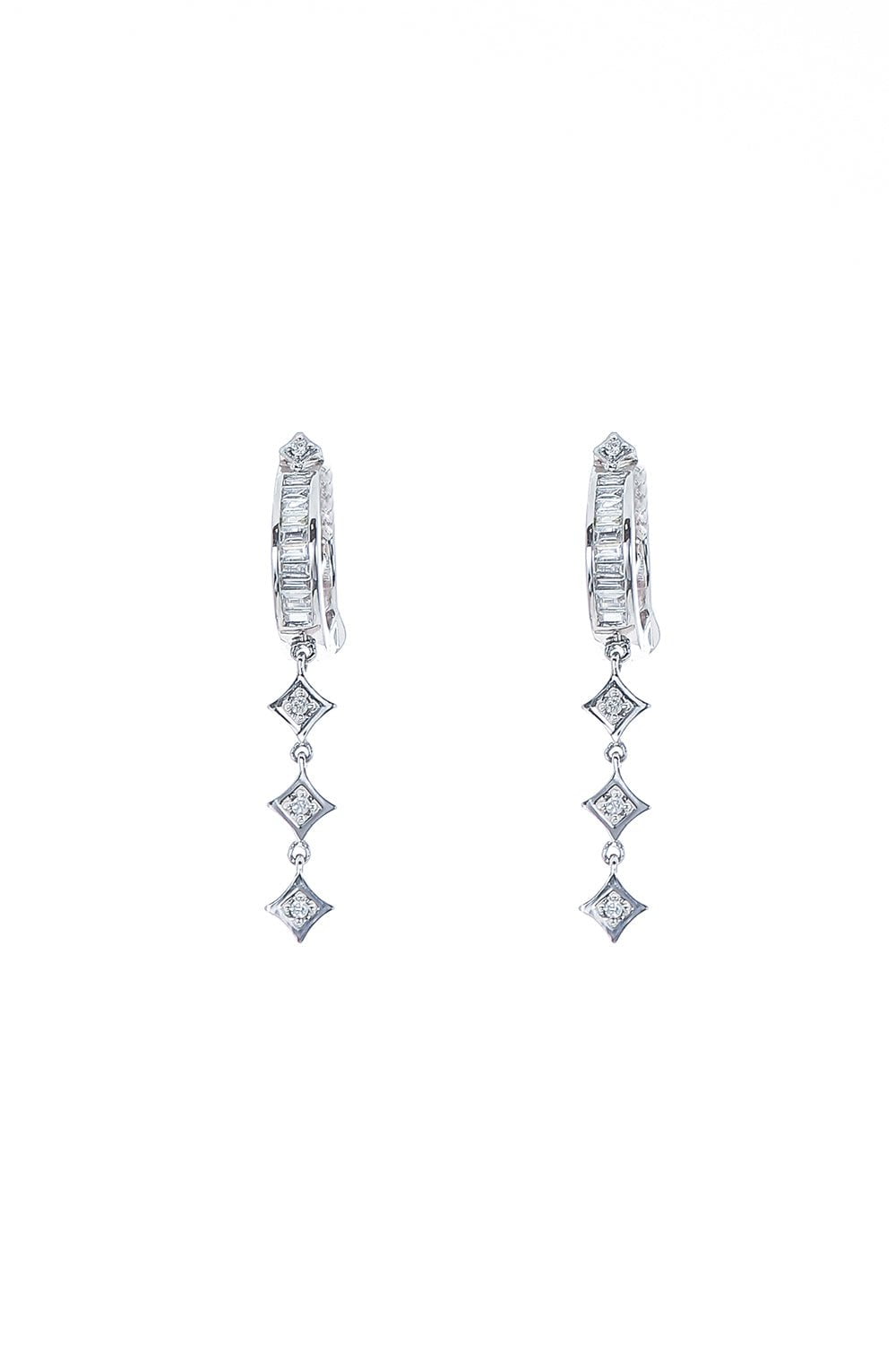 LOREE RODKIN-Tiny Triple Gothic Point Hoop Earrings-WHITE GOLD