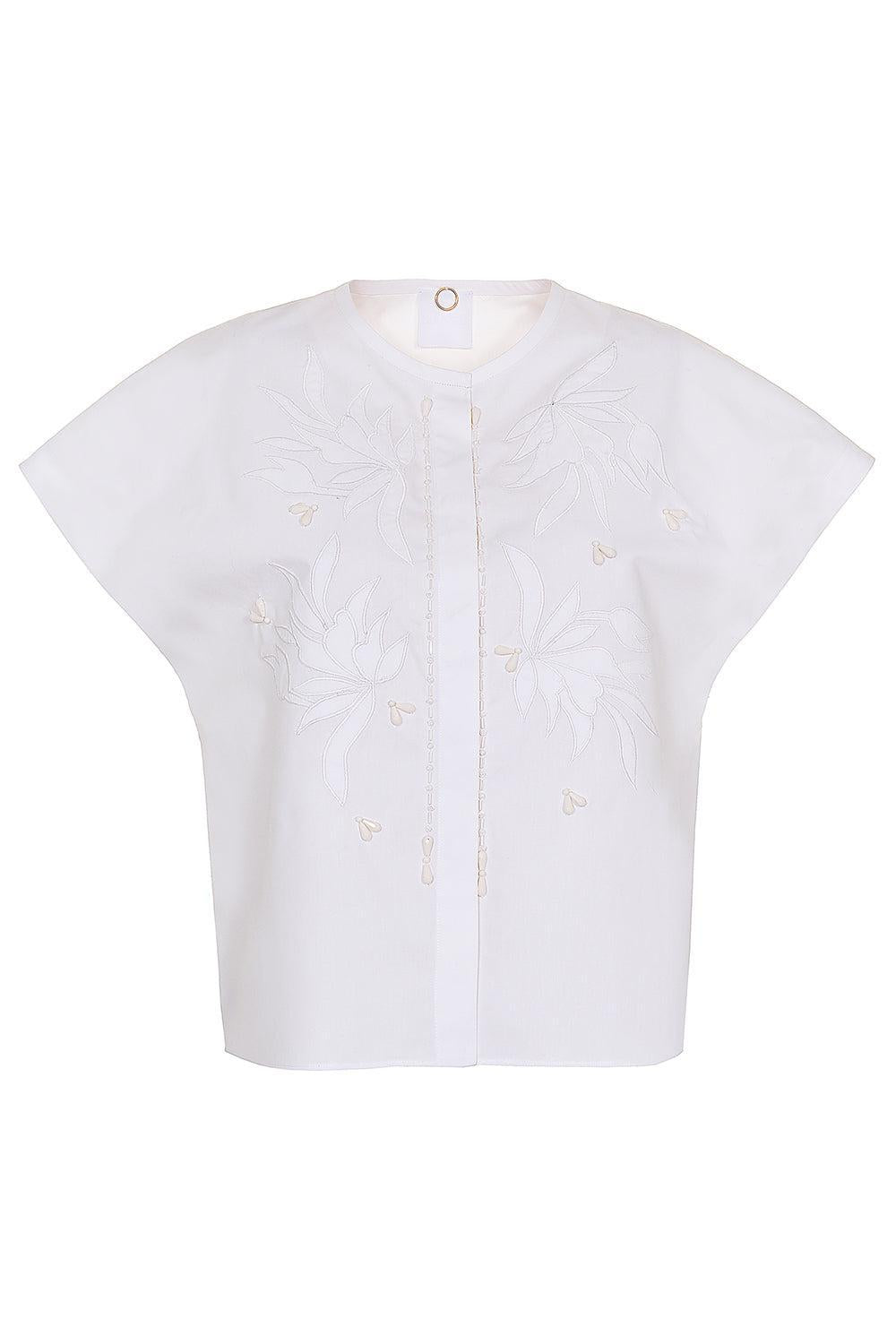Embroidered Cropped Shirt