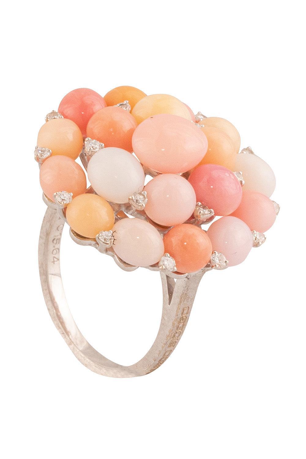 Pink Conch Pearl Diamond Unico Ring-WHITE GOLD-7-JEWELRYFINE JEWELRING-MARCO BICEGO