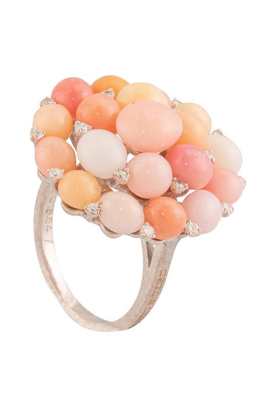 Pink Conch Pearl Diamond Unico Ring-WHITE GOLD-7-JEWELRYFINE JEWELRING-MARCO BICEGO