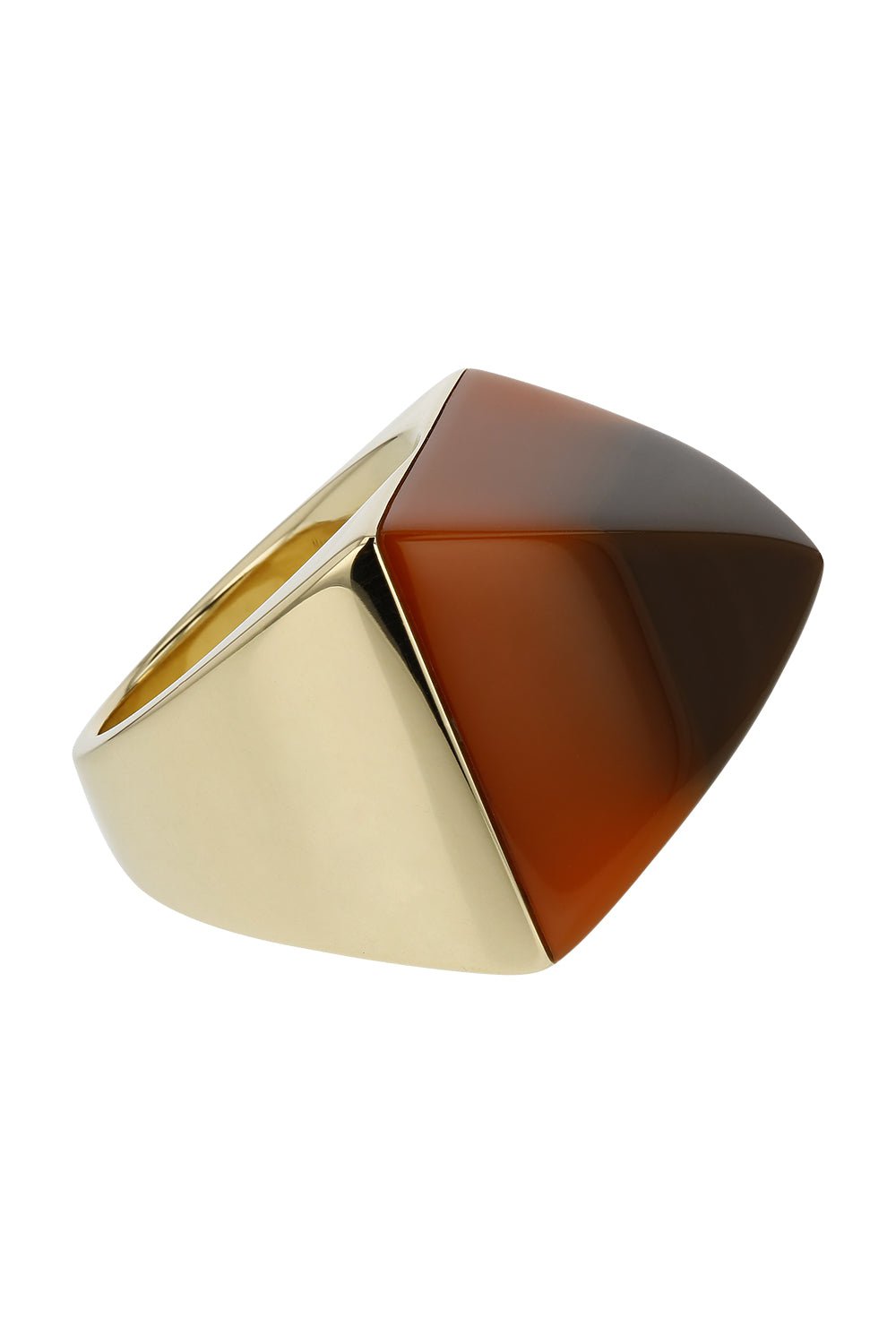MARK DAVIS-Brown Bakelite Kendall Ring-YELLOW GOLD
