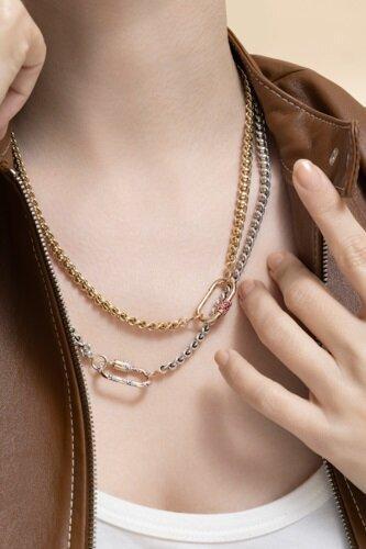 Ruby Stoned Medium Lock-YELLOW GOLD-JEWELRYFINE JEWELPENDANT-MARLA AARON