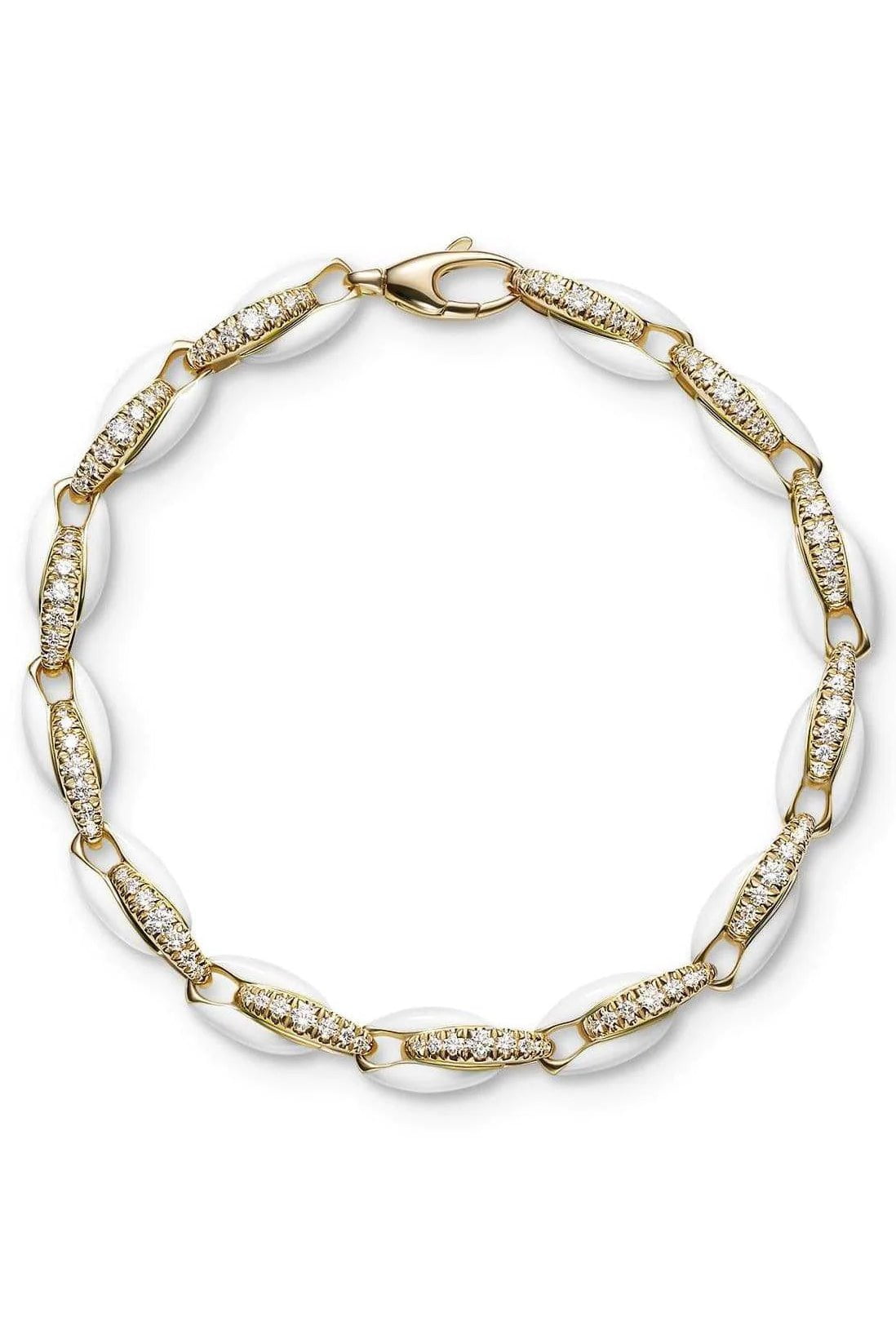 MELISSA KAYE-Ada White Enamel Bracelet-YELLOW GOLD
