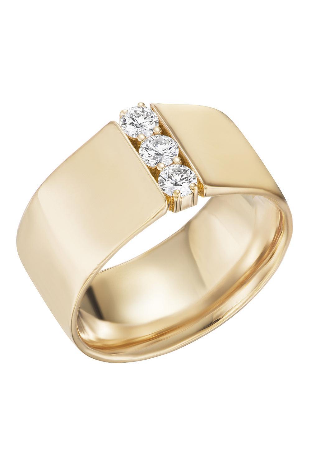 Diamond Small Honey Cigar Band Ring-YELLOW GOLD-7-JEWELRYFINE JEWELRING-MELISSA KAYE