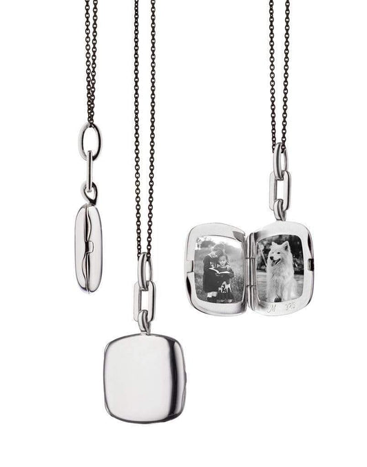 MONICA RICH KOSANN-Slim Cushion Viv Locket Necklace-SILVER