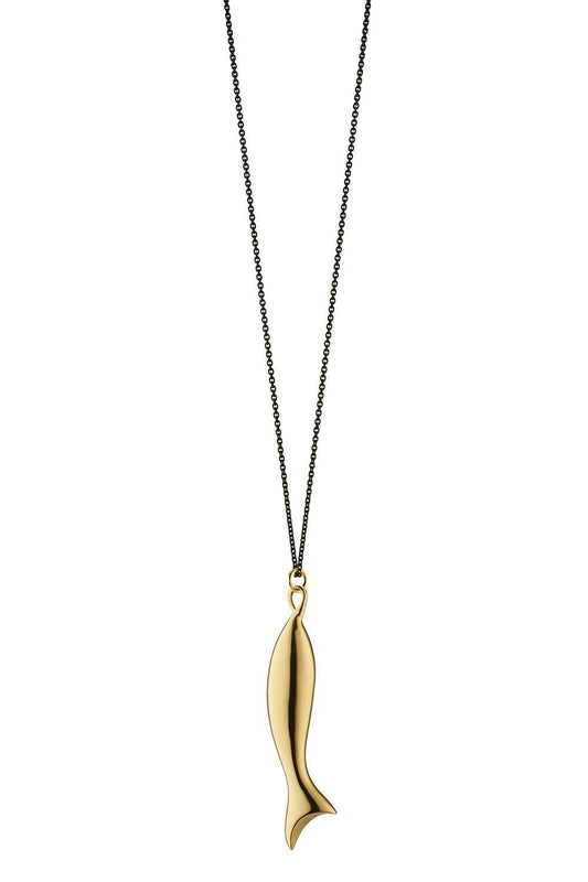 Yellow Gold Perseverance Fish Necklace-YELLOW GOLD-32-JEWELRYFINE JEWELNECKLACE O-MONICA RICH KOSANN