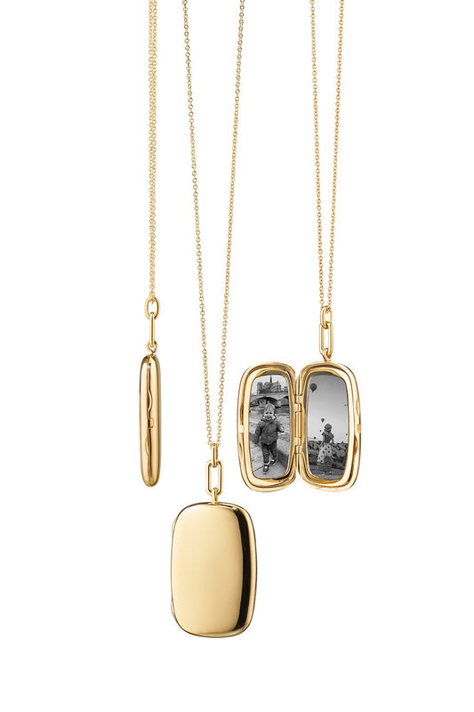 MONICA RICH KOSANN-Large Slim "Finn" Locket-YELLOW GOLD