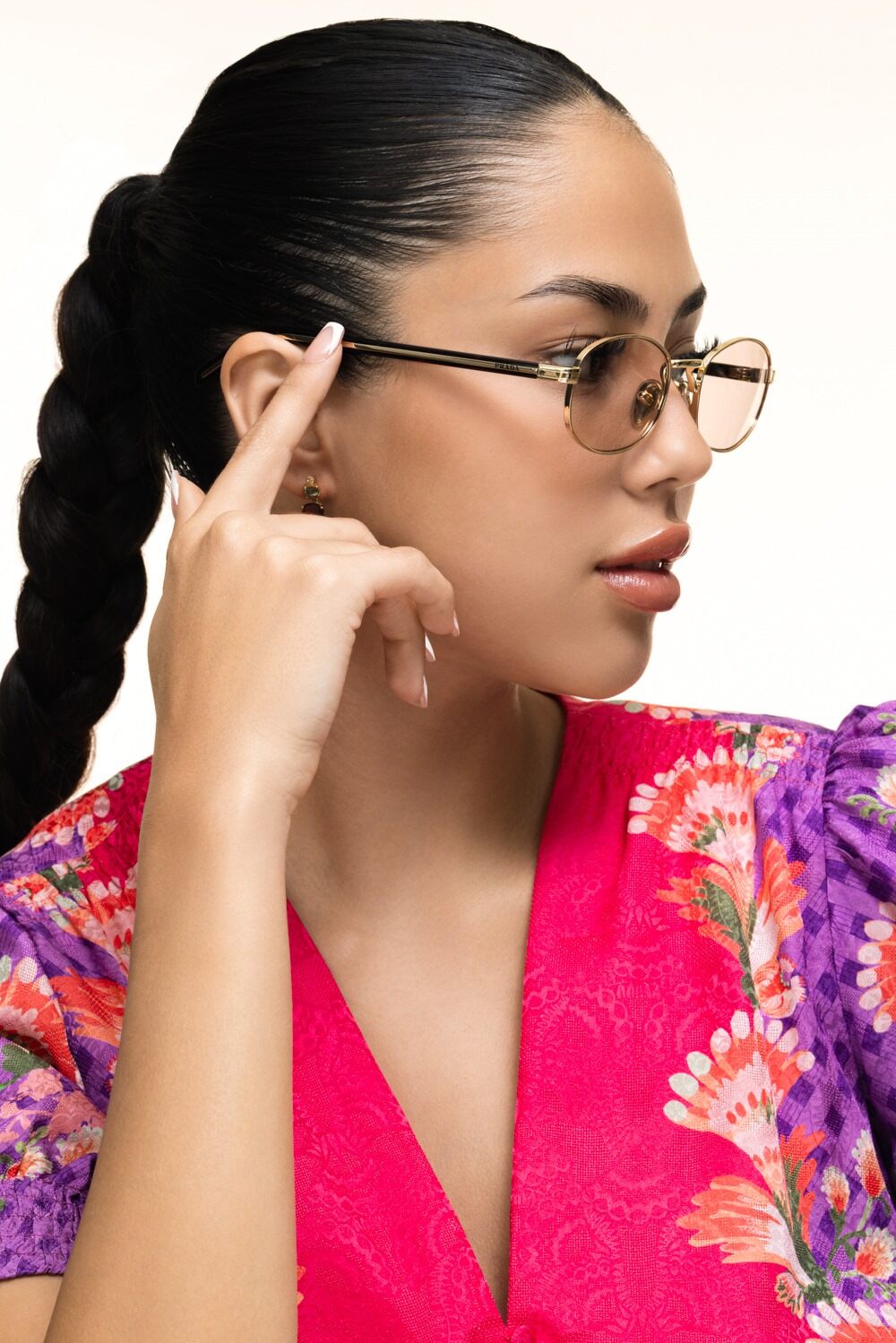 Oval Small Frame Sunglasses-GOLD-ACCESSORIESUNGLASSES-PRADA