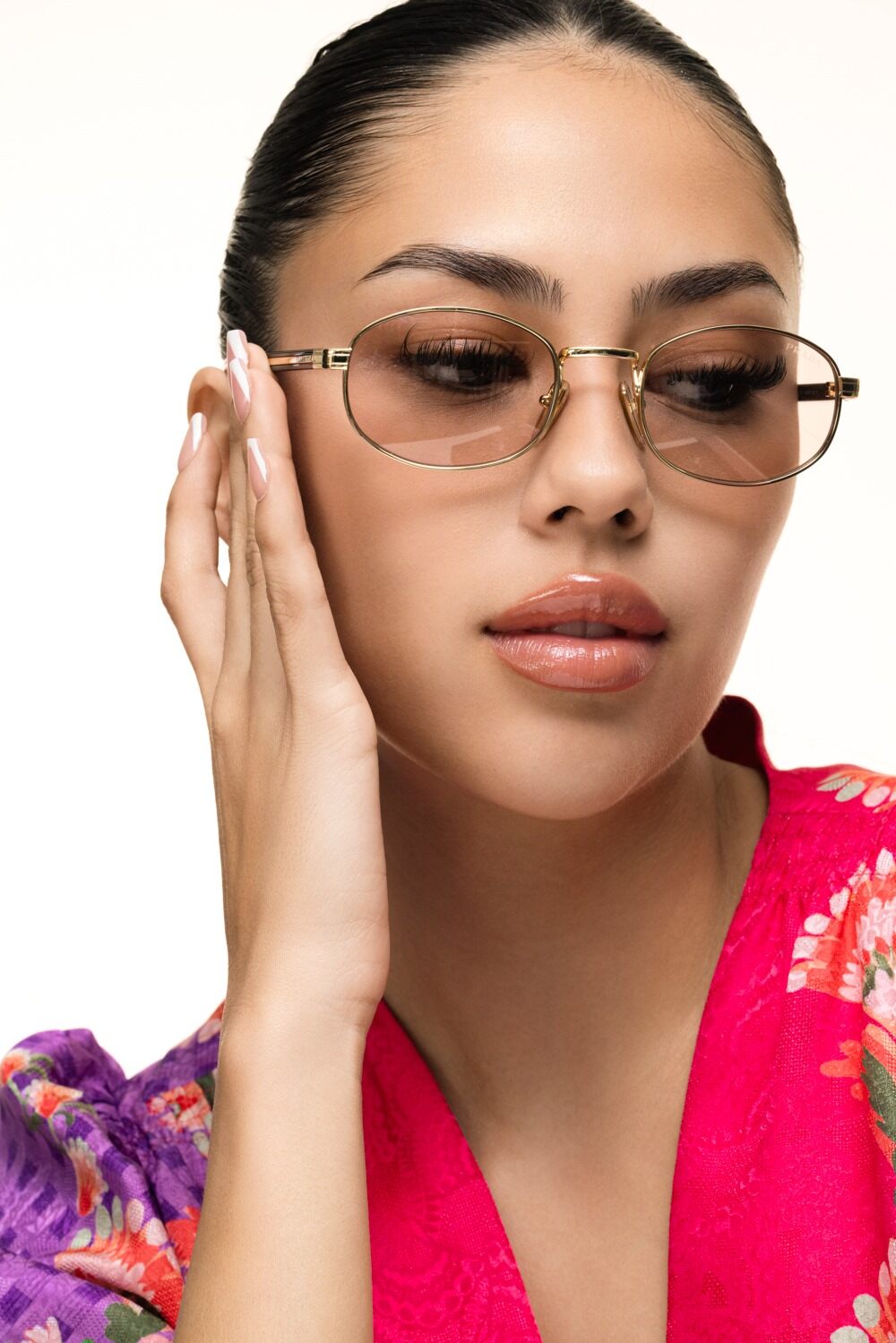 Oval Small Frame Sunglasses-GOLD-ACCESSORIESUNGLASSES-PRADA