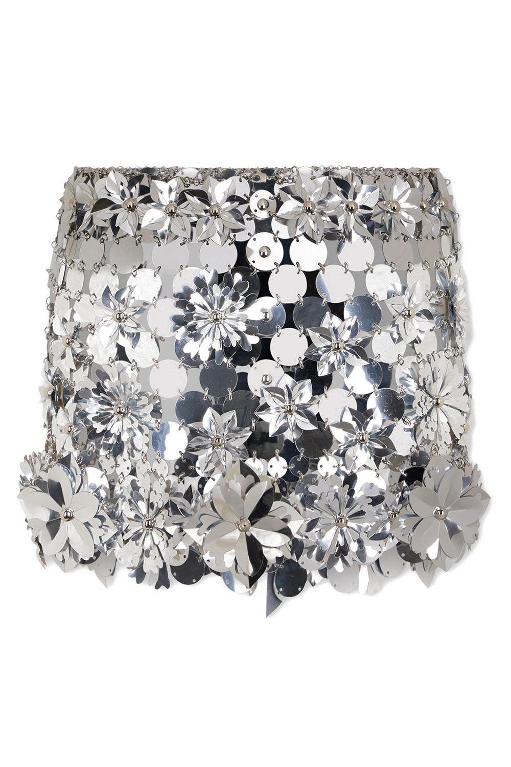 Mini Sequin Skirt-SILVER-36-CLOTHINGSKIRTMINI-RABANNE